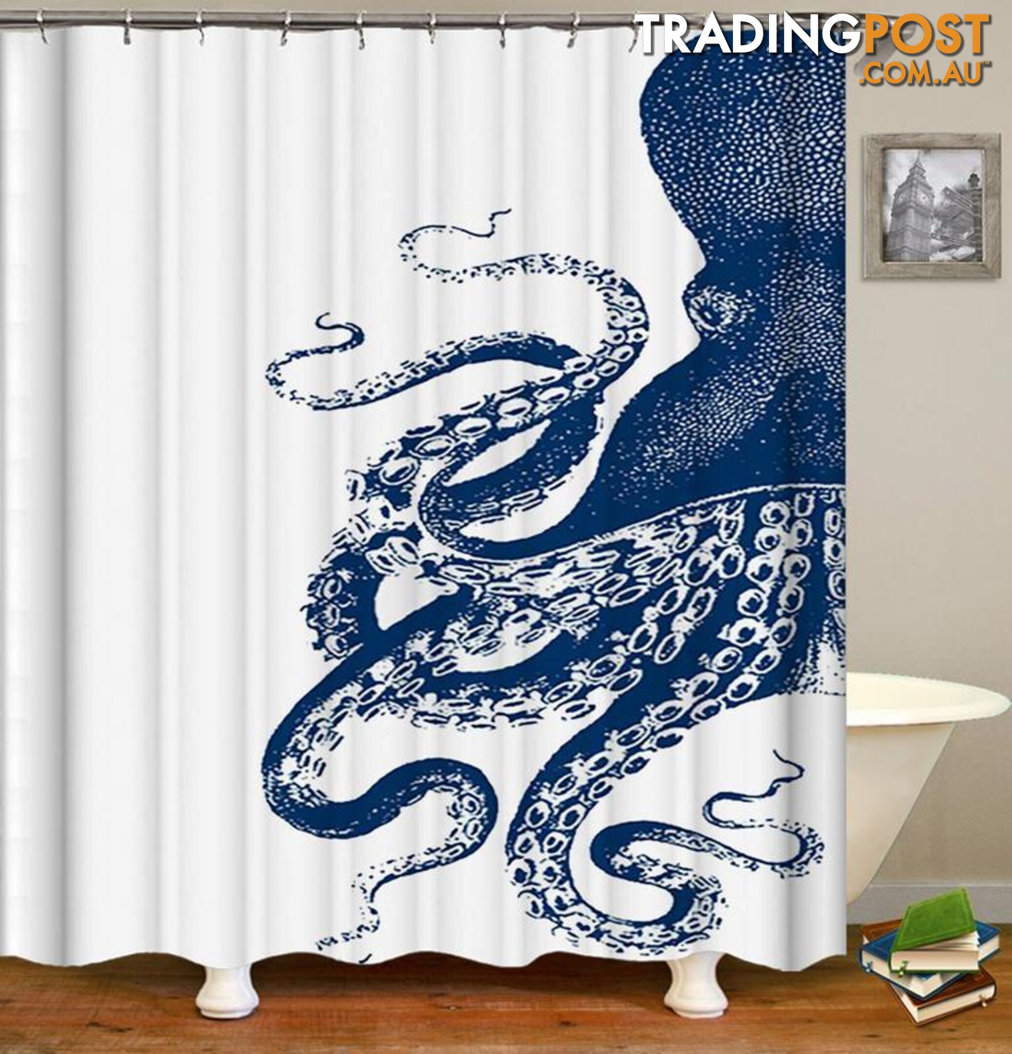 Half Octopus Shower Curtain - Curtain - 7427046008815