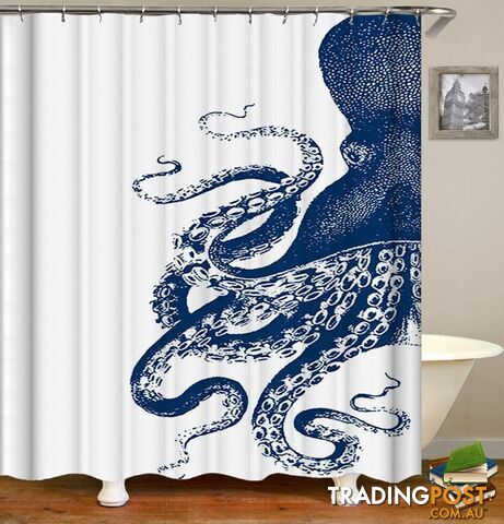 Half Octopus Shower Curtain - Curtain - 7427046008815