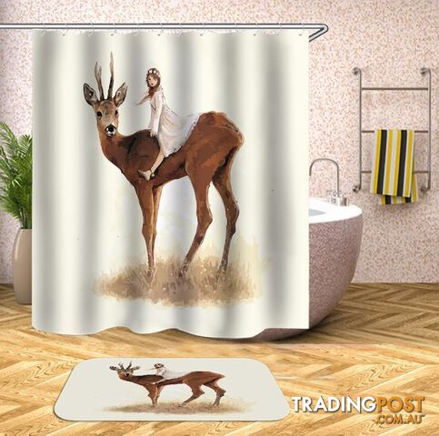 Girl Riding A Deer Shower Curtain - Curtain - 7427045945265