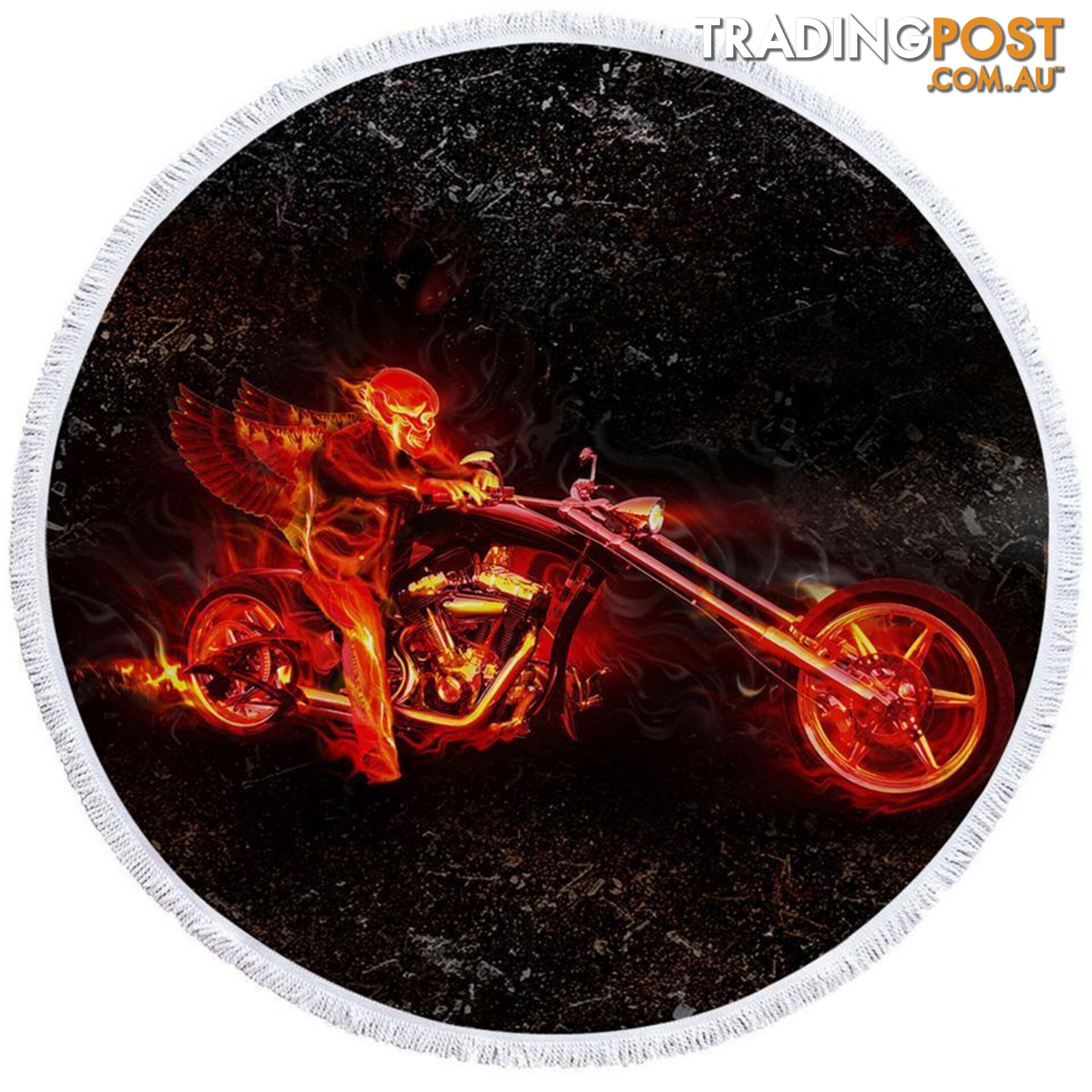 Biker on Fire Beach Towel - Towel - 7427046313803