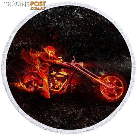 Biker on Fire Beach Towel - Towel - 7427046313803