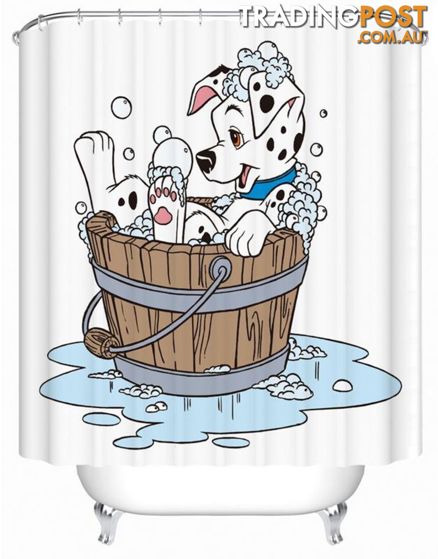 Cartoon Dalmatian Dog Taking A Bath Shower Curtain - Curtain - 7427005908323