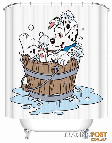 Cartoon Dalmatian Dog Taking A Bath Shower Curtain - Curtain - 7427005908323