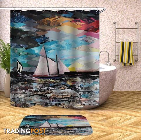 Art Painting Sailboat Shower Curtain - Curtain - 7427046051460