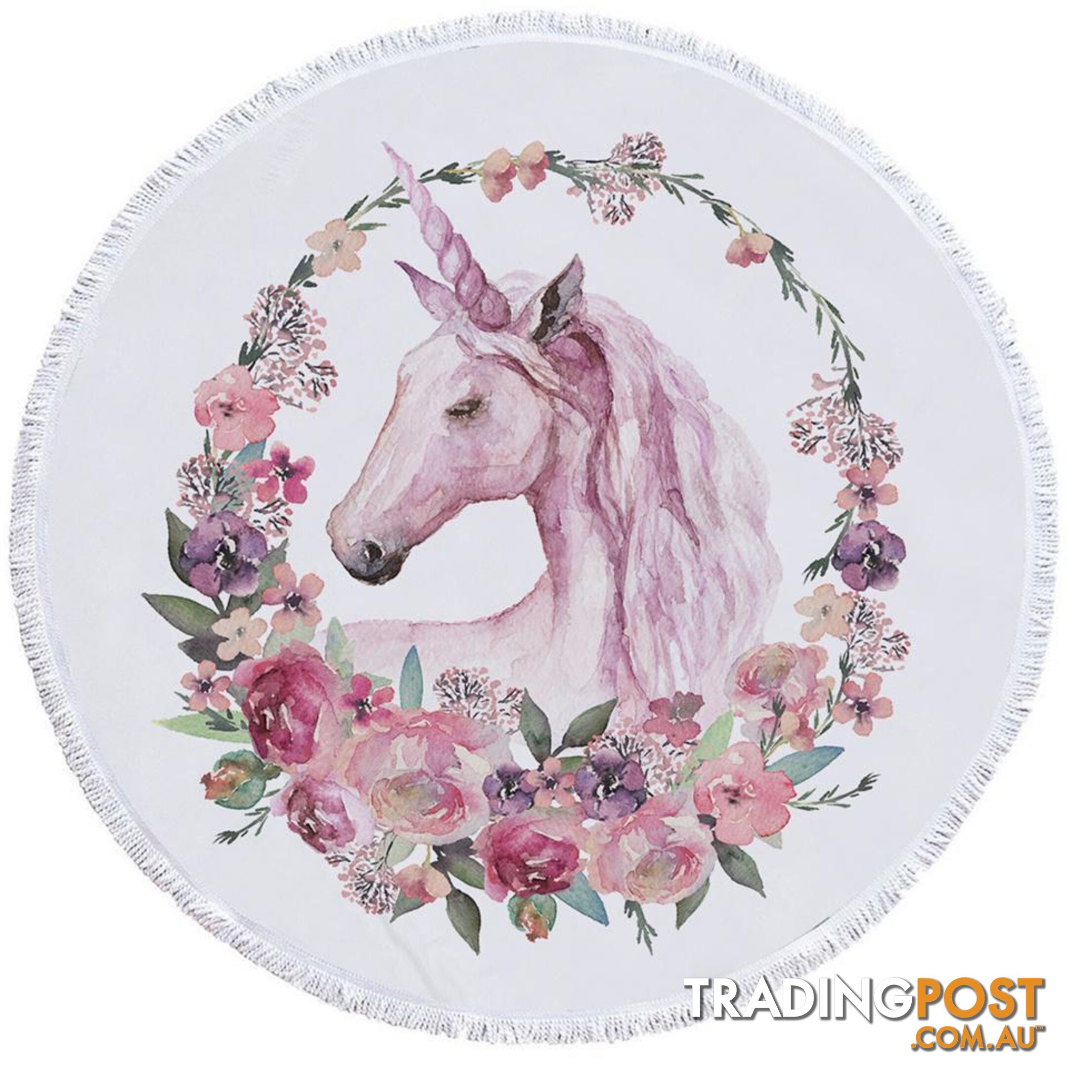 Floral Circle Unicorn Beach Towel - Towel - 7427046308748