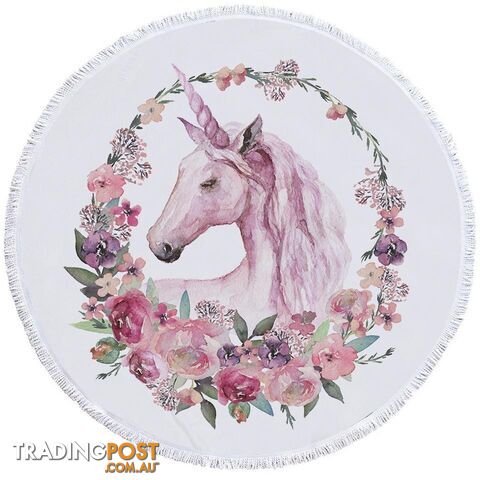 Floral Circle Unicorn Beach Towel - Towel - 7427046308748