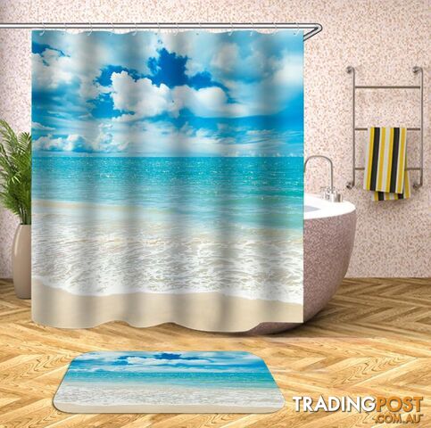 Sheep Clouds At The Beach Shower Curtain - Curtain - 7427045965041