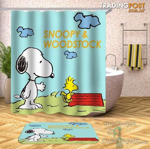 Snoopy And Woodstock Shower Curtain - Curtain - 7427046235785