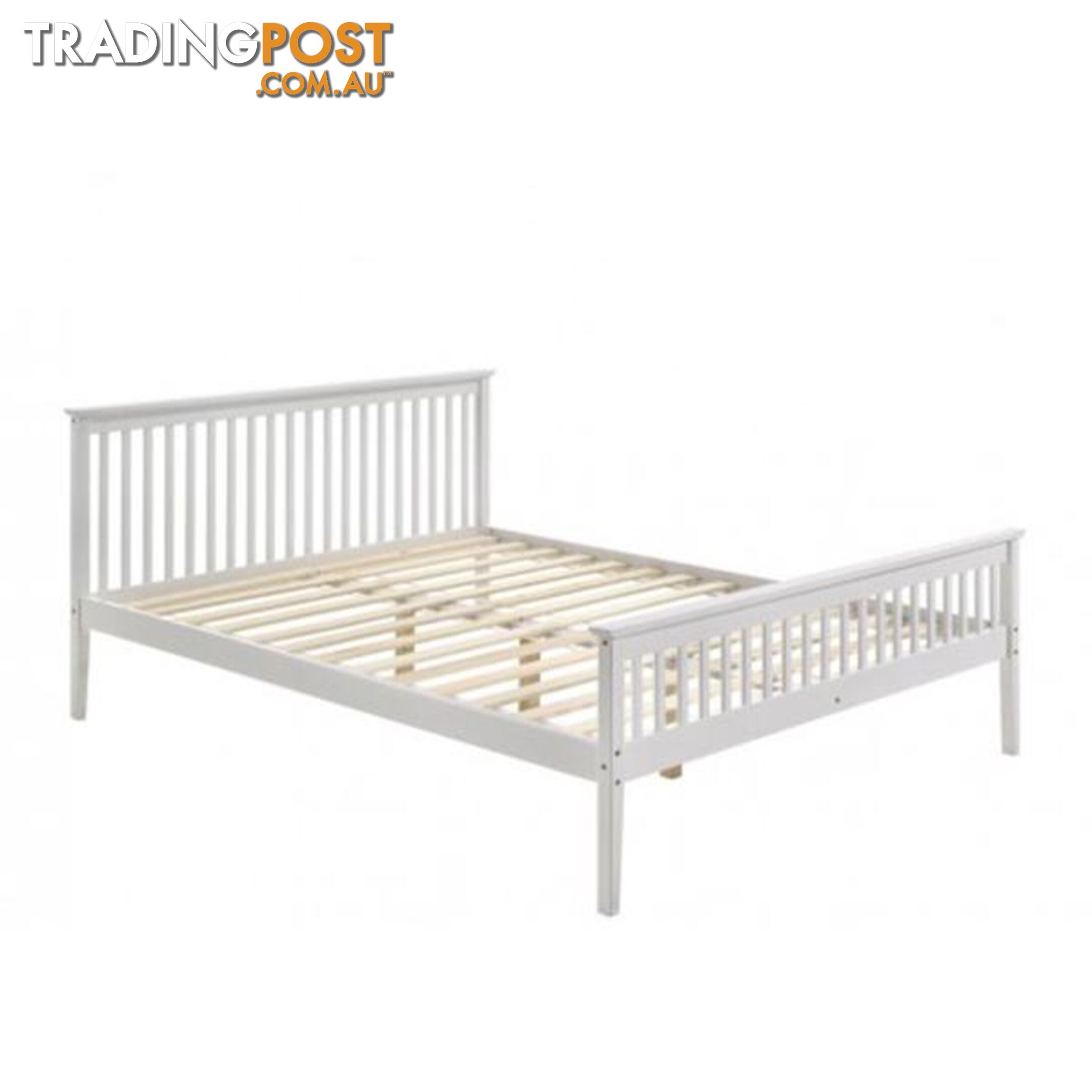 Wooden Bed Frame Queen White - Unbranded - 7427046168588