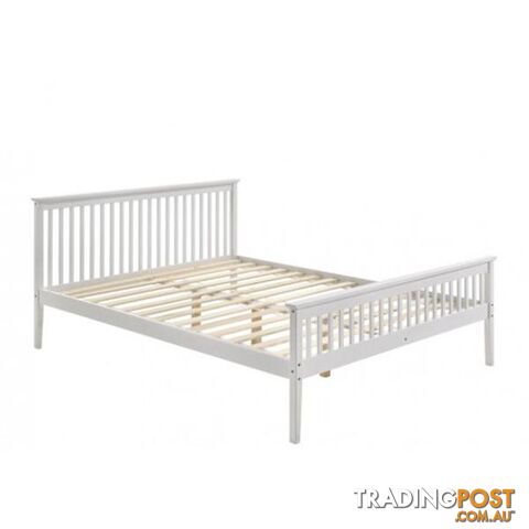 Wooden Bed Frame Queen White - Unbranded - 7427046168588