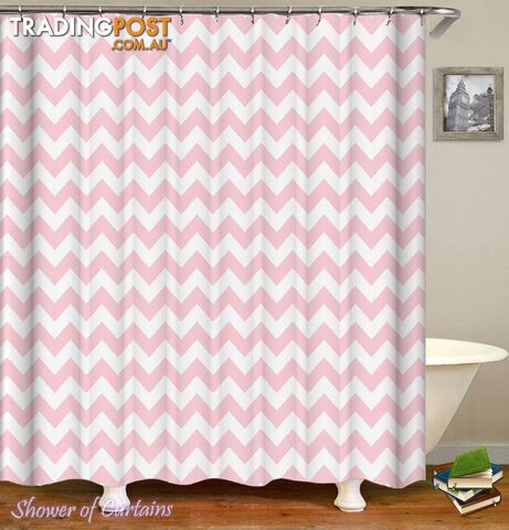 Pink Chevron Shower Curtain - Curtain - 7427046287029
