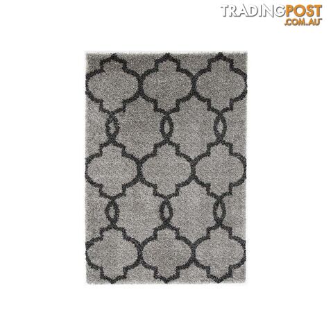 LUMINA LATTICE GREY CHARCOAL SHAG RUG - Unbranded - 7427046339209