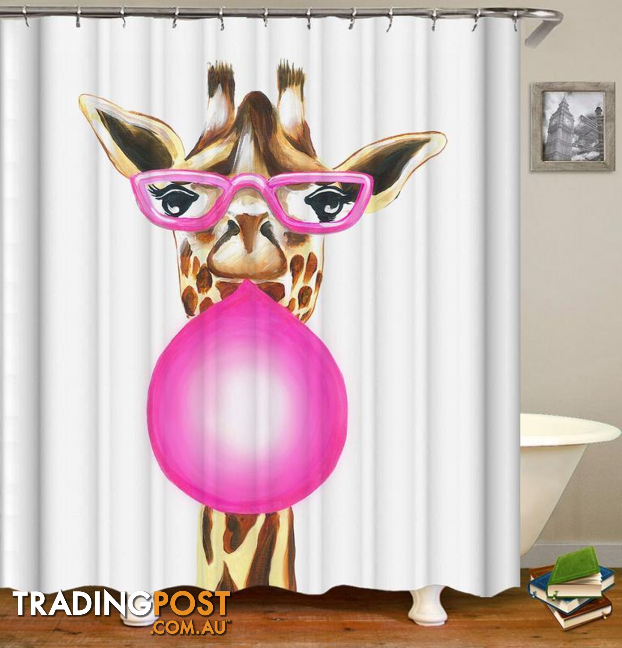 Bubble Gum Lady Giraffe Shower Curtain - Curtain - 7427045912137