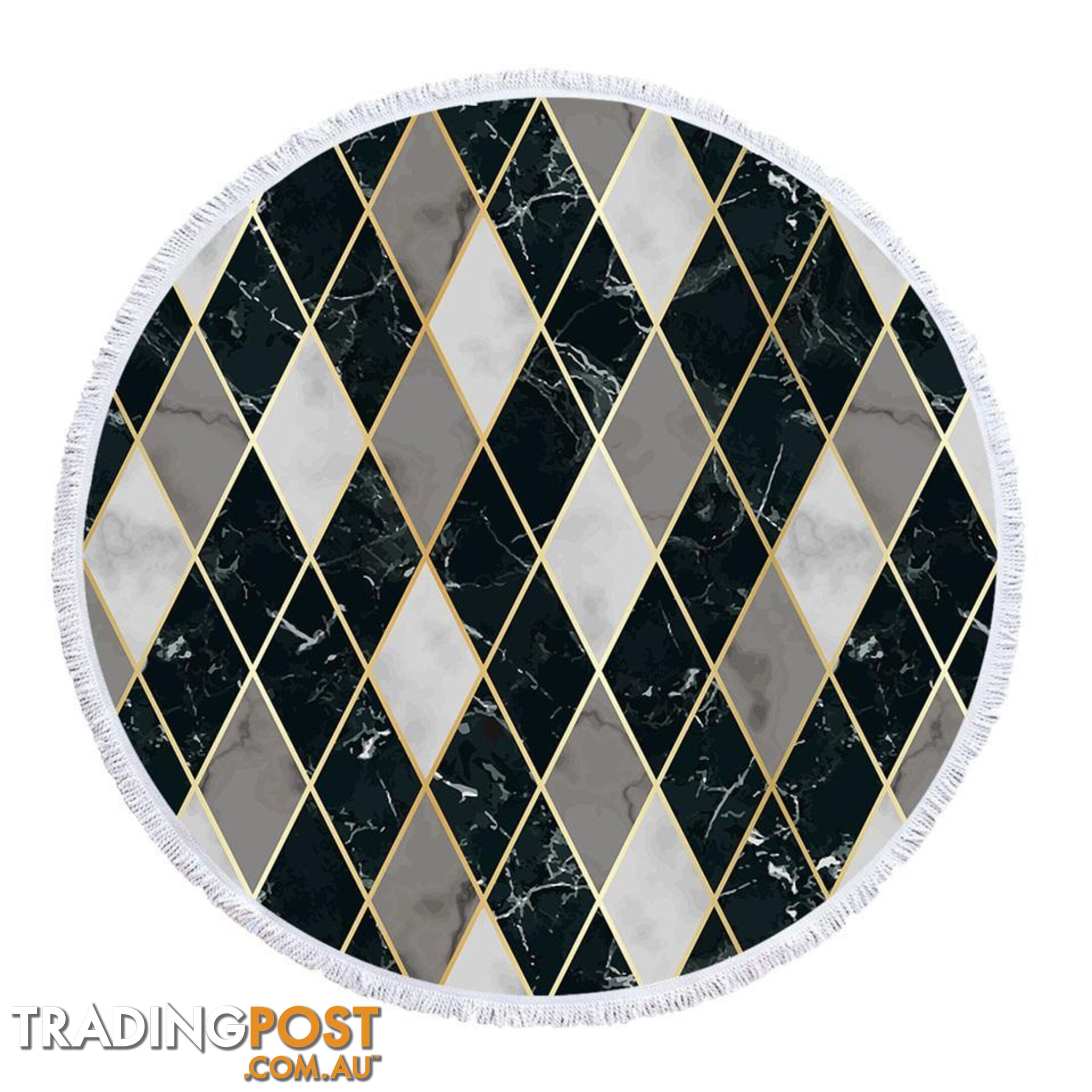 Black and Grey Geometric Shape Marble Beach Towel - Towel - 7427046341202