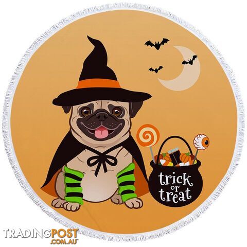 Halloween Pug Beach Towel - Towel - 7427046340229