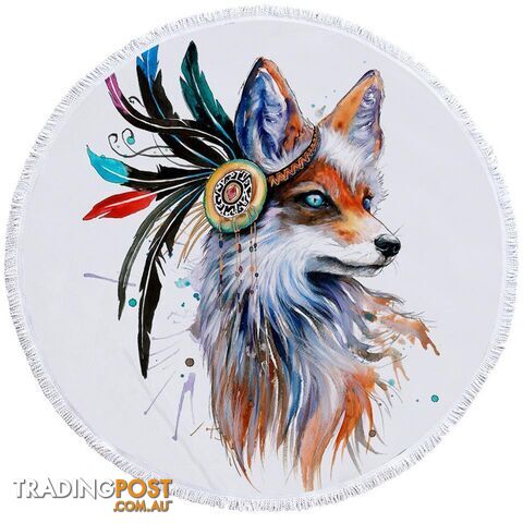 Art Painting Native American Fox Beach Towel - Towel - 7427046331678