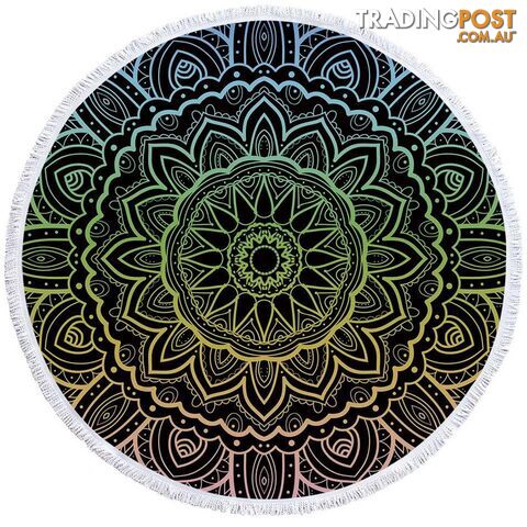 Mandala Over Black Beach Towel - Towel - 7427046321563