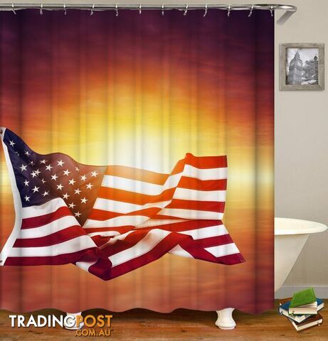 The American Flag Over The Sunset Shower Curtain - Curtain - 7427045914704