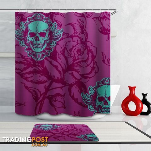 Purple Rose And Skulls Shower Curtain - Curtain - 7427046040594