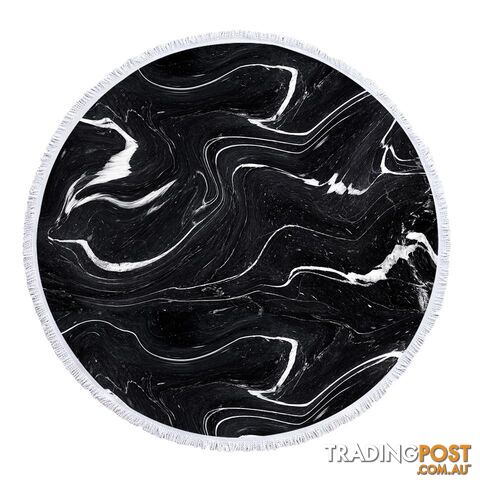 Black and White Marble Beach Towel - Towel - 7427046341059