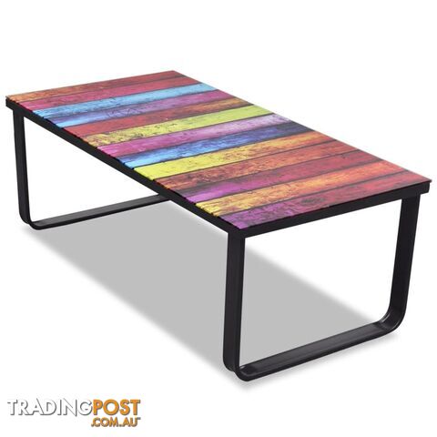 Glass Coffee Table With Rainbow Print - Unbranded - 4326500431646