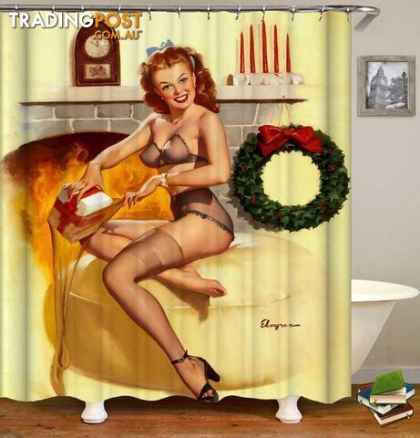 Christmas Pin Up Girl Shower Curtain - Curtain - 7427046143141