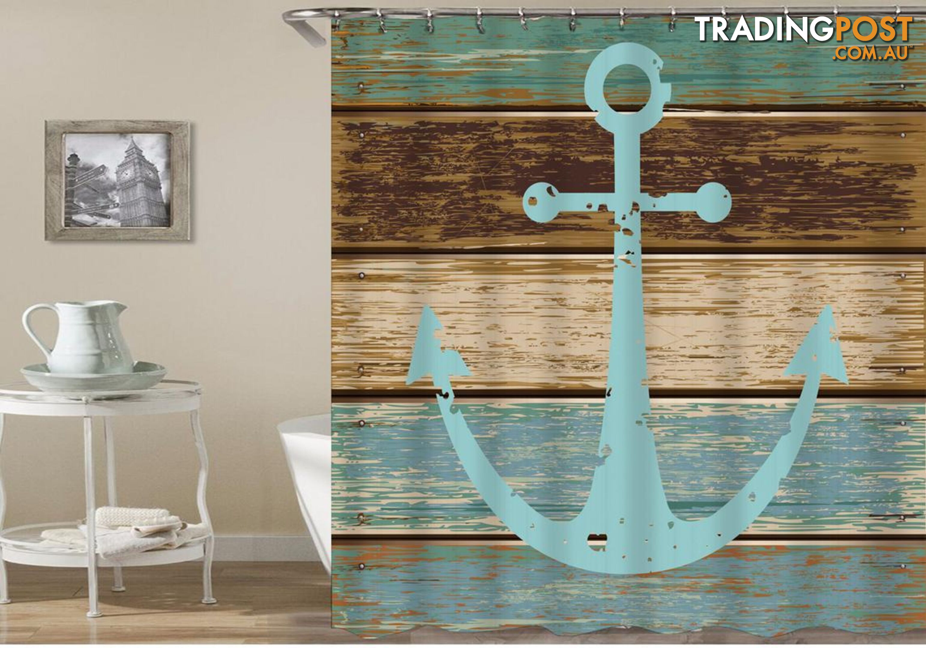 Old Deck Anchor Shower Curtain - Curtain - 7427045928152