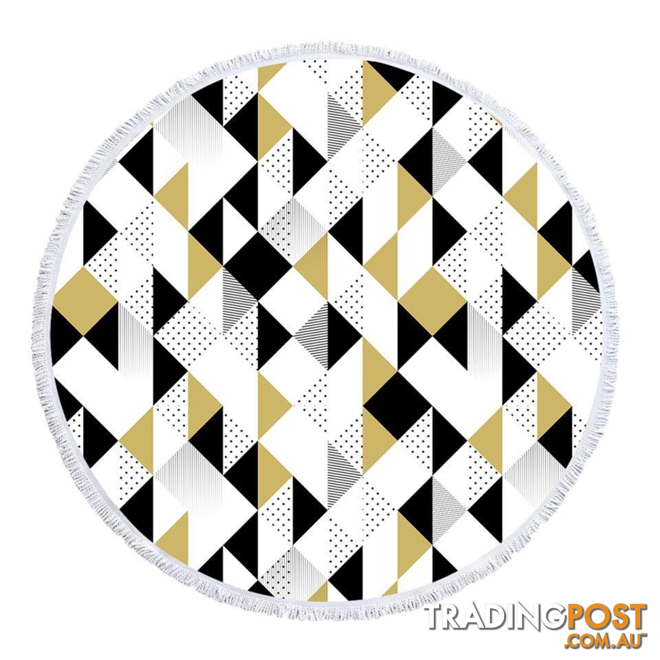 Gold and Black Geometric Triangles Beach Towel - Towel - 7427046341462