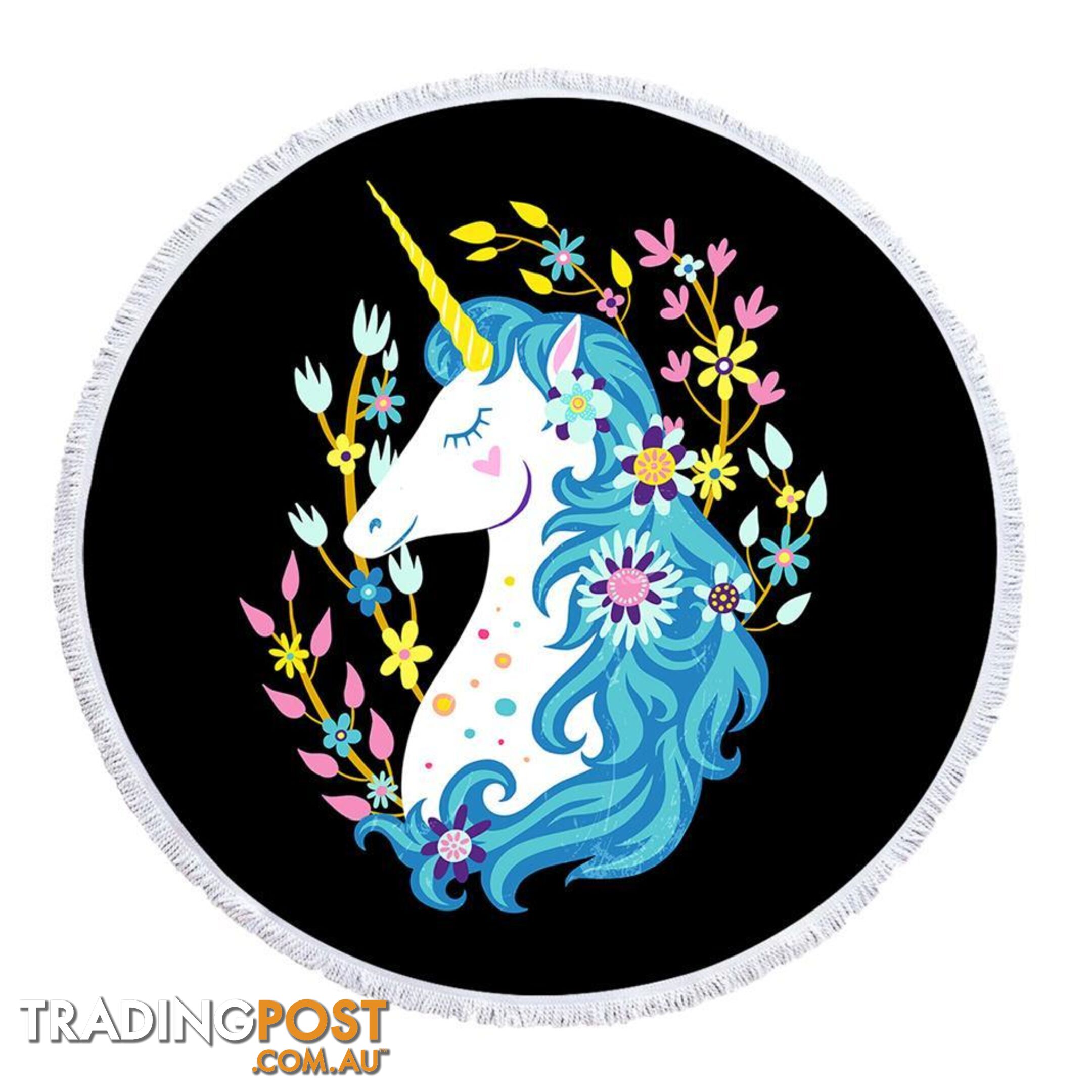 Blue Hair Unicorn Beach Towel - Towel - 7427046342810