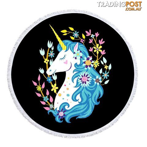 Blue Hair Unicorn Beach Towel - Towel - 7427046342810