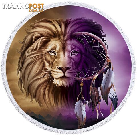 Dream Catcher Lion Beach Towel - Towel - 7427046312097