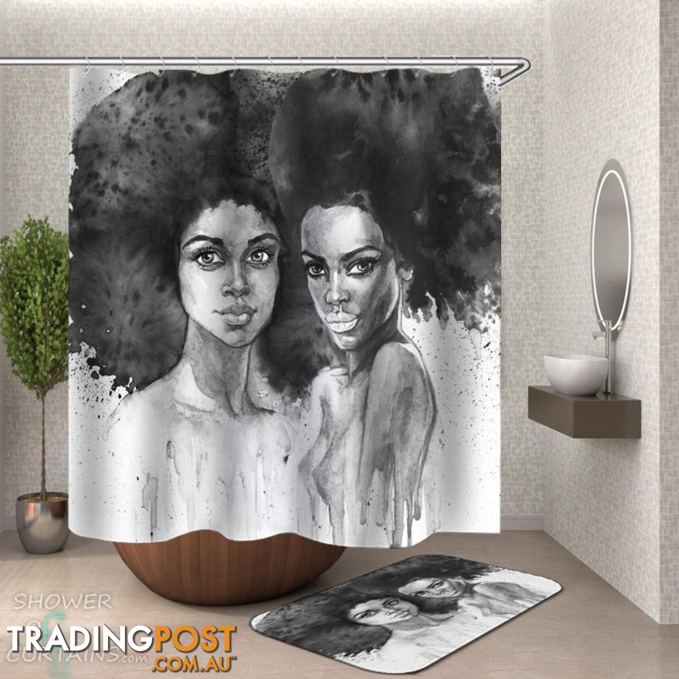 Art Painting Beautiful African Girls Shower Curtain - Curtain - 7427046300322