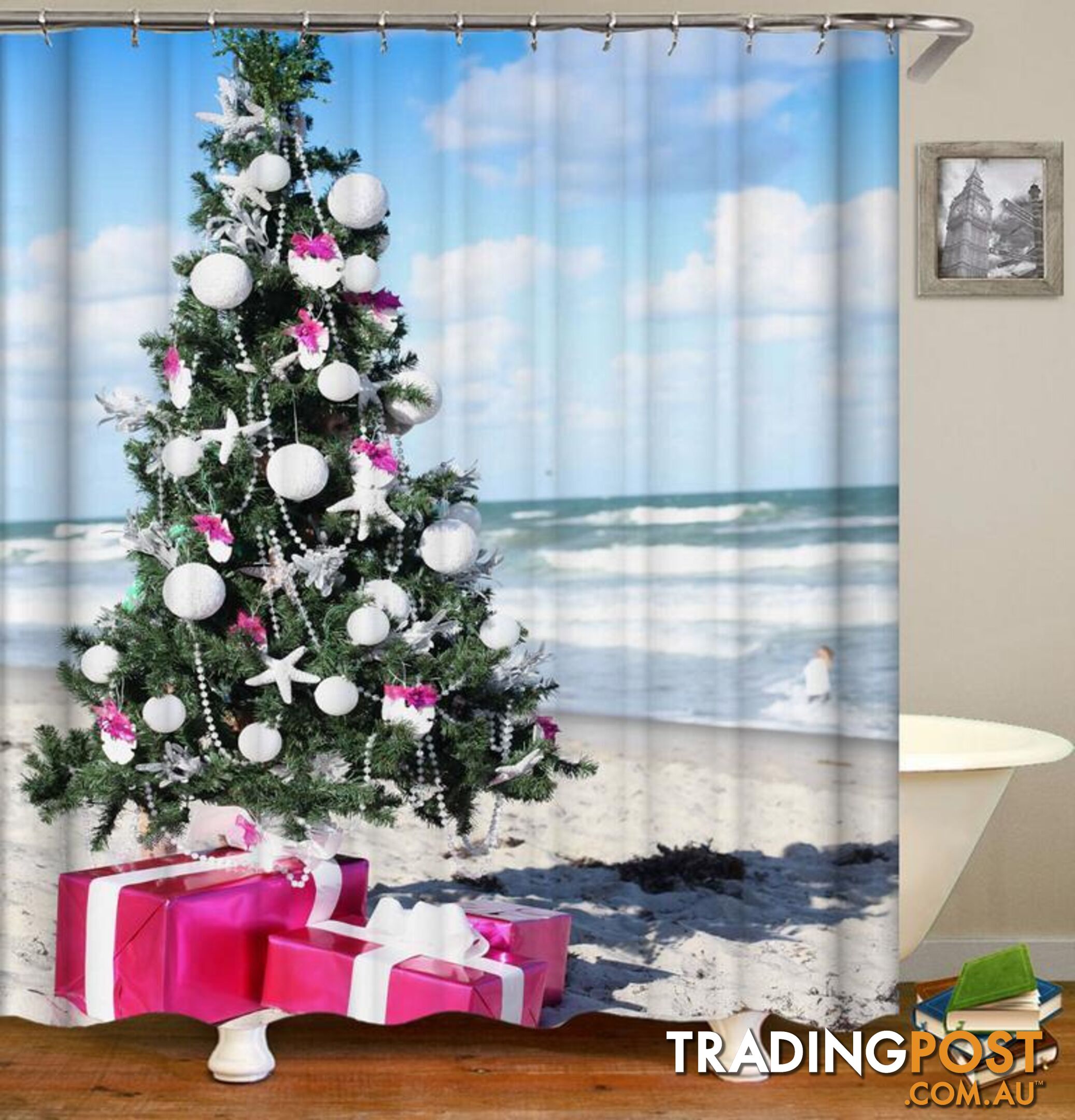 Christmas Spirit At The Beach Shower Curtain - Curtain - 7427005931666