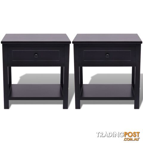 Bedside Cabinets Wood (2 Pcs) - Black - Unbranded - 4326500435484