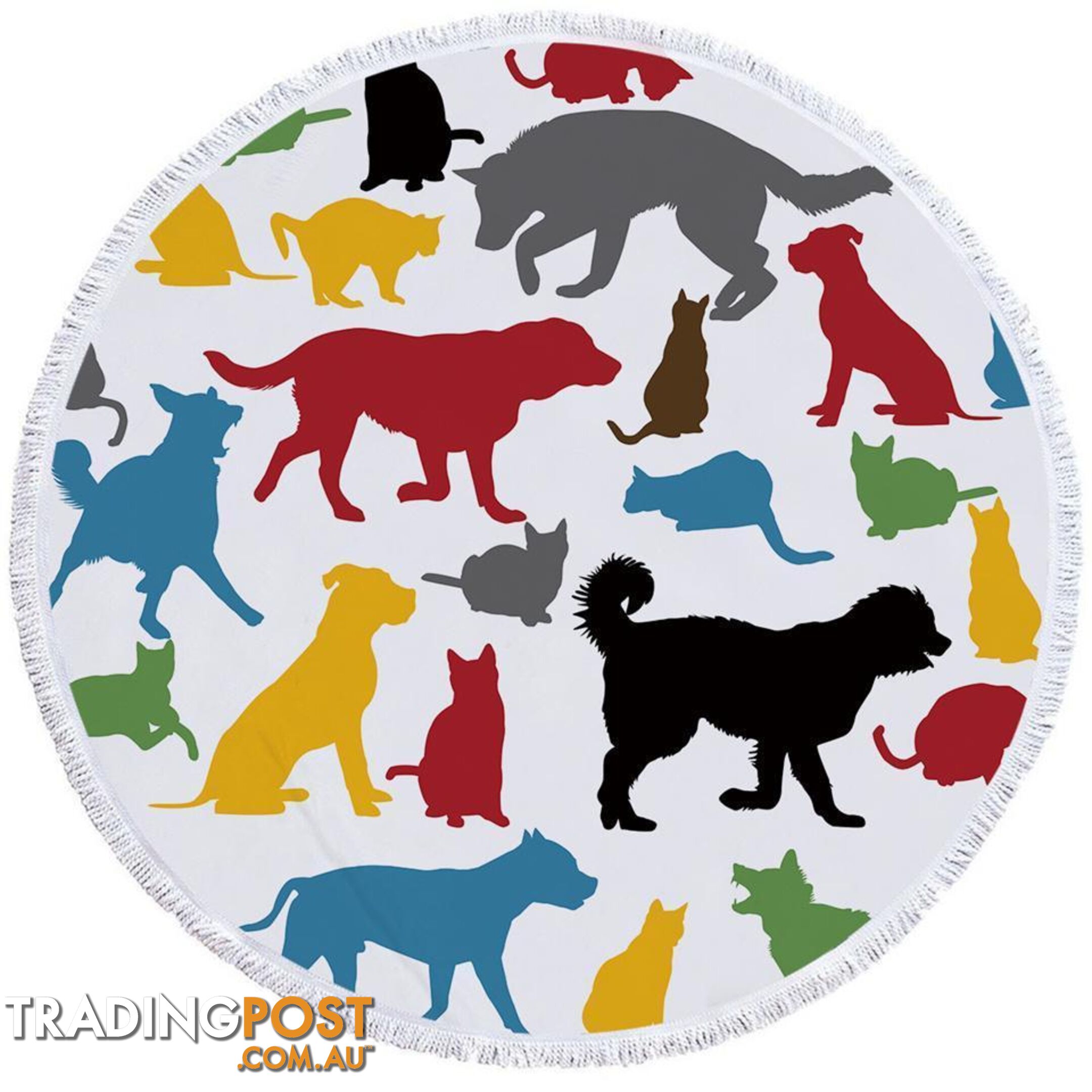 Multi Colored Dogs Silhouettes Beach Towel - Towel - 7427046306256