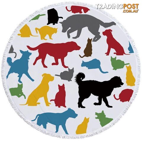 Multi Colored Dogs Silhouettes Beach Towel - Towel - 7427046306256