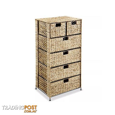 Storage Unit With 6 Baskets 47 X 37 X 100 Cm Water Hyacinth - Storage Unit - 8718475586555