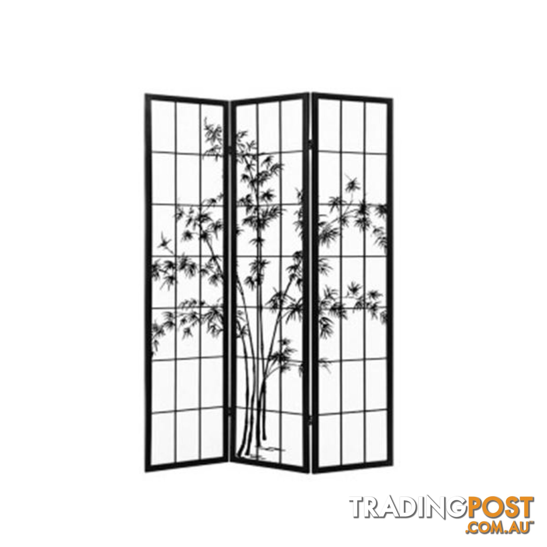 Room Divider Screen Privacy Pine Wood Stand Shoji Bamboo Black White - Artiss - 9355720061512