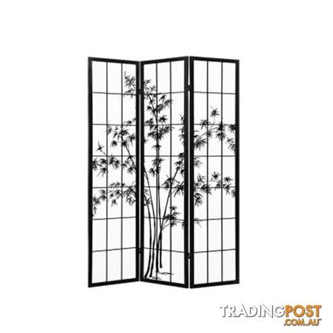 Room Divider Screen Privacy Pine Wood Stand Shoji Bamboo Black White - Artiss - 9355720061512