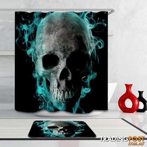 Turquoise Smoky Skull Shower Curtain - Curtain - 7427046024204