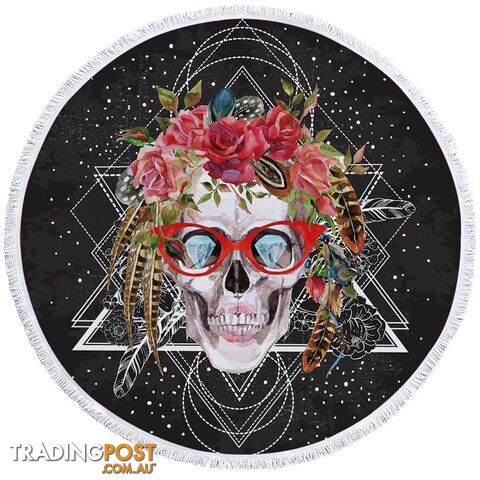 Hippie Skull Beach Towel - Towel - 7427046327145