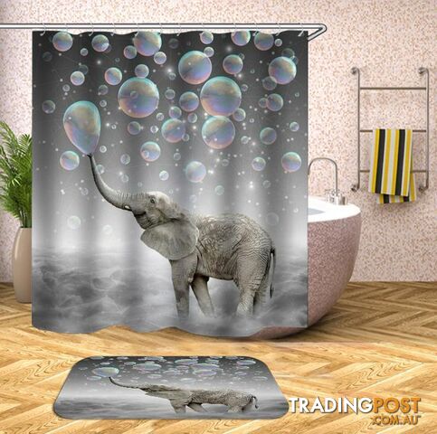 Elephant Playing Soap Bubbles Shower Curtain - Curtain - 7427046034067