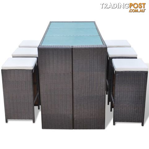 Poly Rattan Garden Bar Set (13 Pcs) - Brown - Unbranded - 4326500416605