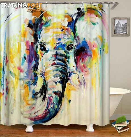 Colorful Painting Elephant Shower Curtain - Curtain - 7427045910065