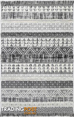 Mono Tribal Lines Cream Anthracite Rug - Unbranded - 7427046201889