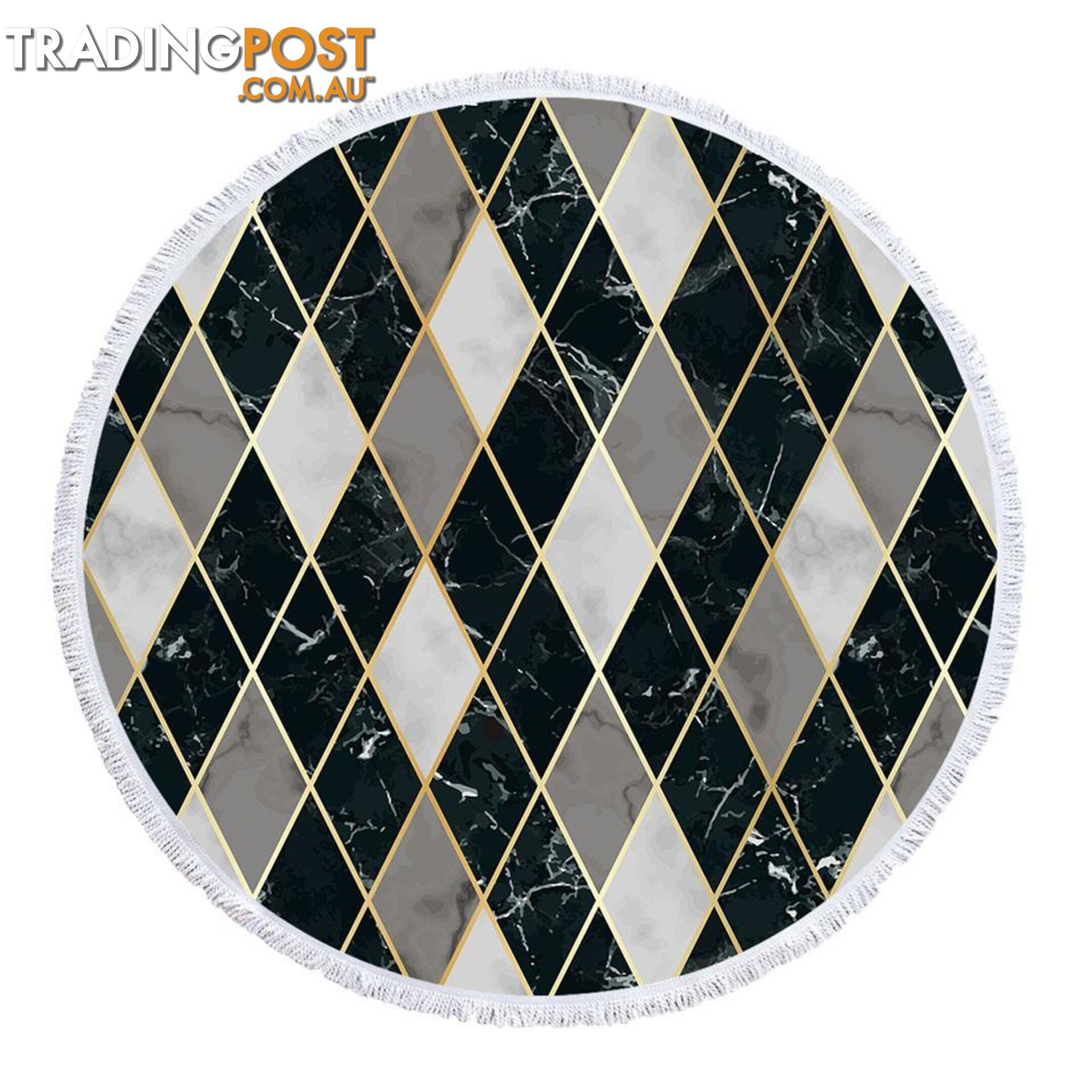 Black and Grey Geometric Shape Marble Beach Towel - Towel - 7427046341219