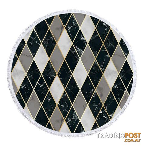 Black and Grey Geometric Shape Marble Beach Towel - Towel - 7427046341219