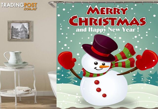 Merry Christmas Snowman Shower Curtain - Curtain - 7427045993136