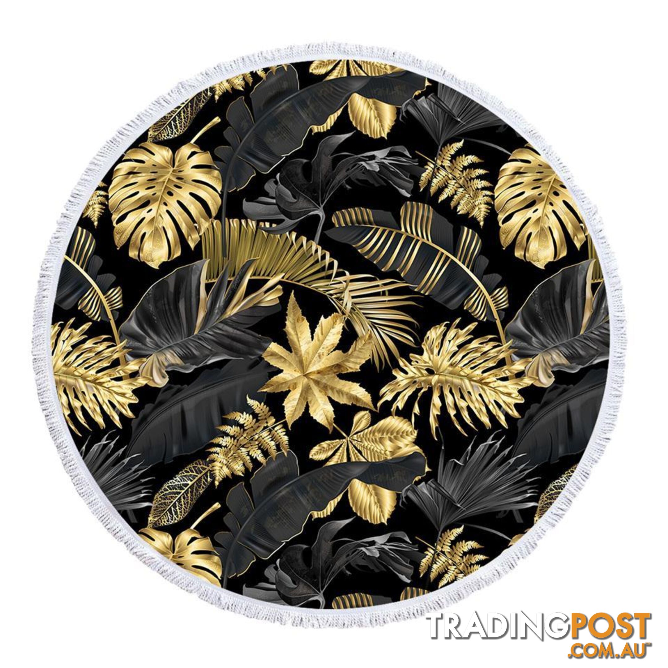 Golden Tropical Leaves Beach Towel - Towel - 7427046342018