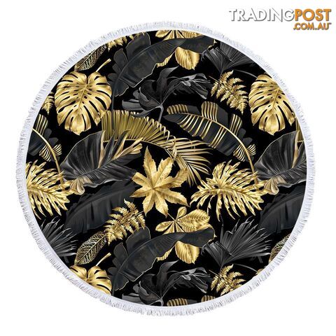 Golden Tropical Leaves Beach Towel - Towel - 7427046342018